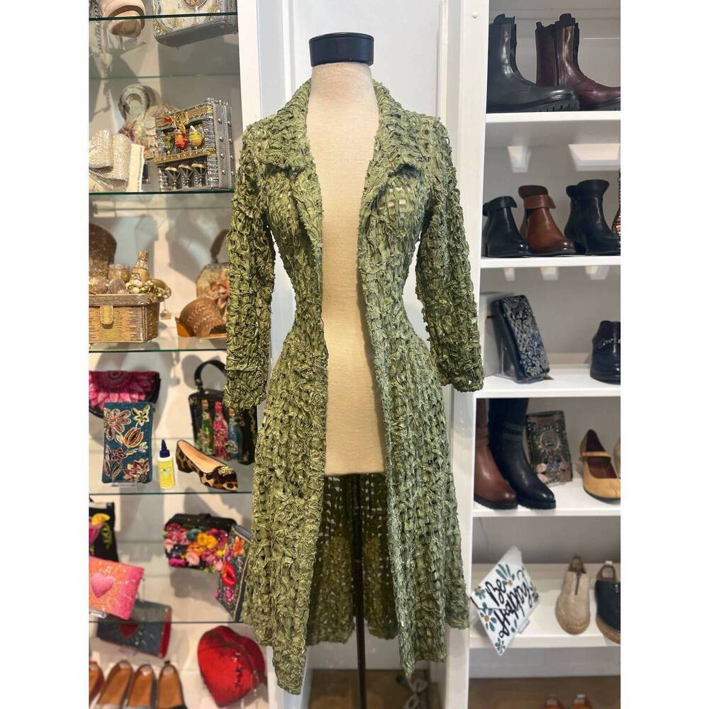 NEW KIYO wing lattice coat in moss